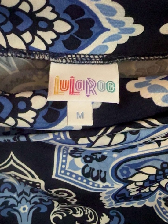 LuLaRoe Navy and Light Blue Medallion Print Skirt - Picture 3 of 3
